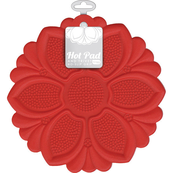 Hot Pad/Trivet, No-Slip Grip, Red