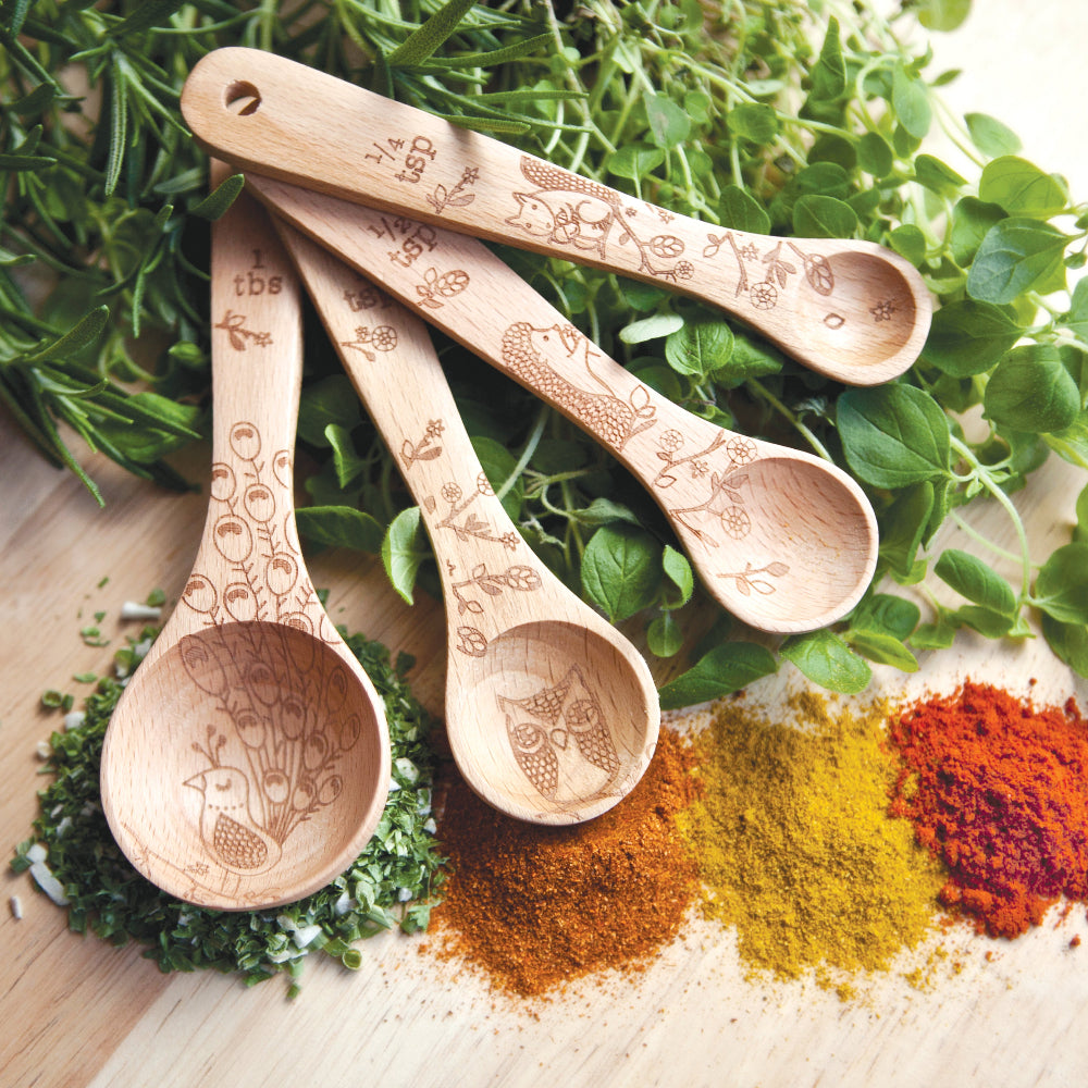 Beechwood Decorative Measuring Spoons - Woodland Collection - Thumbnail 2