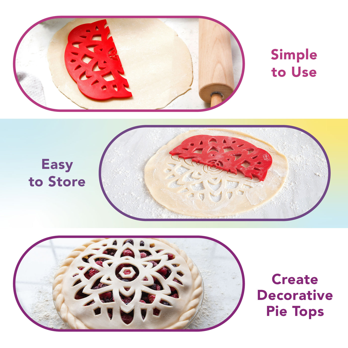 Talisman Designs Pie Top Cutter | 10-Inch | Red | Pie Crust Cutter | Pie  Decorating Tools | Pie Pastry Baking Accessories | Stencil Crust Cutout