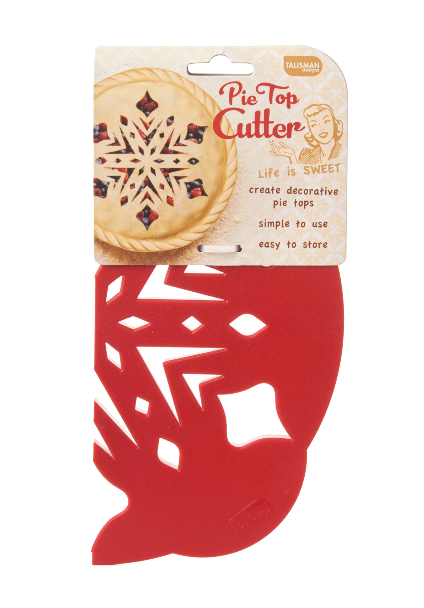 Talisman Designs Pie Top Pastry Cutter, 10 inch, Red