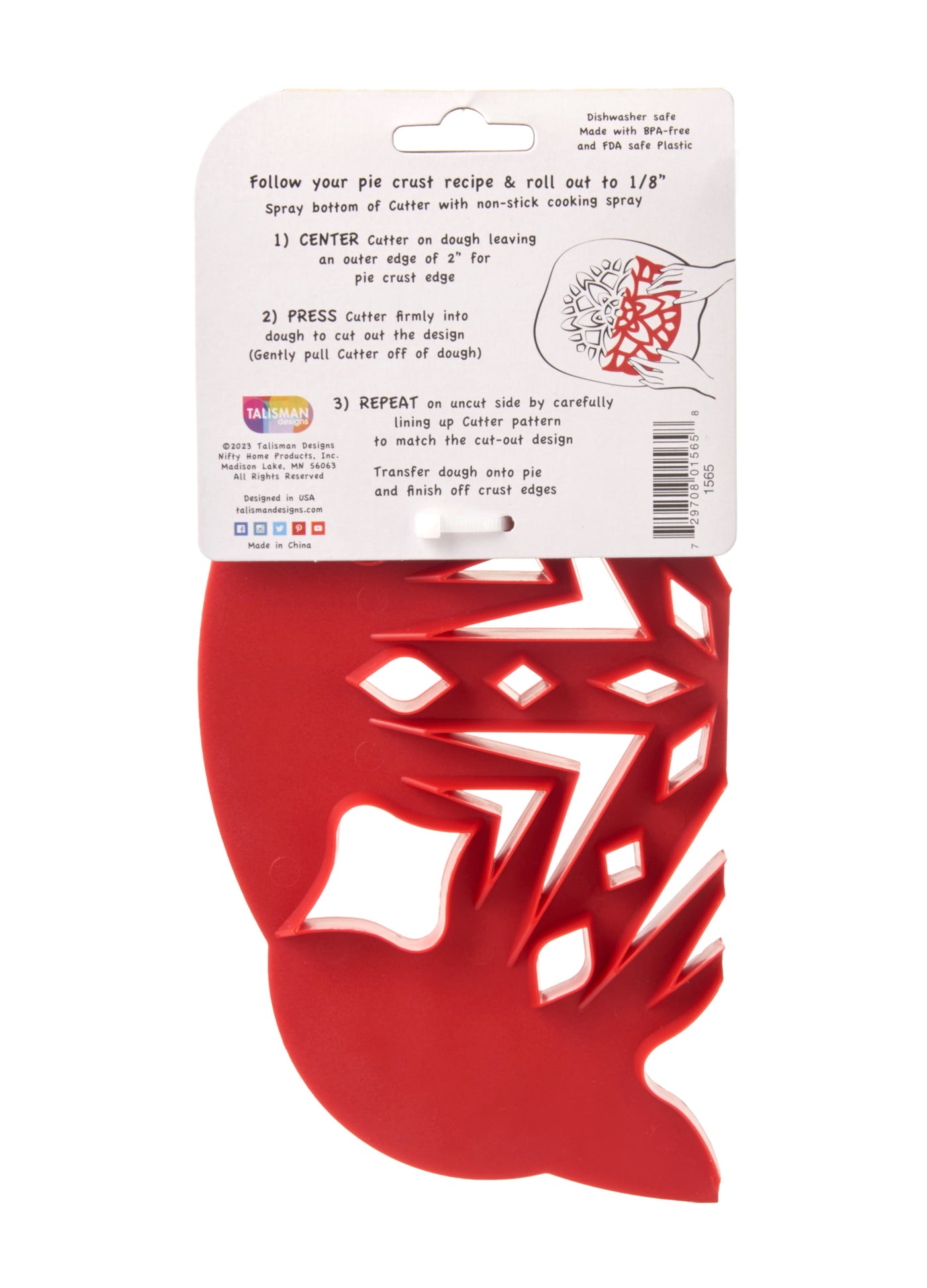 Talisman Designs Pie Top Pastry Cutter, 10 inch, Red