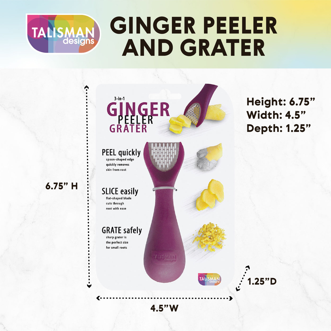 Effortlessly Grate, Slice, and Peel Ginger with Our 3-in-1 Ginger Tool 