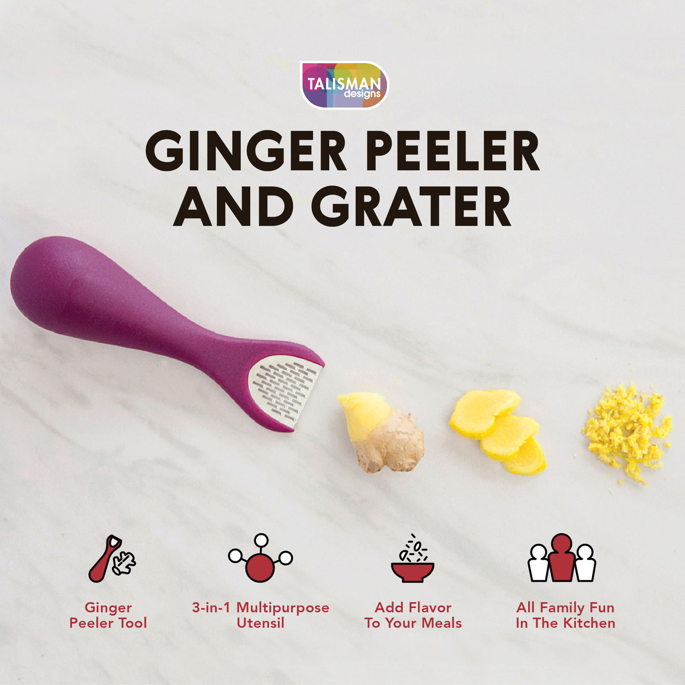 3-in-1 Ginger Peeler and Grater – Talisman Designs