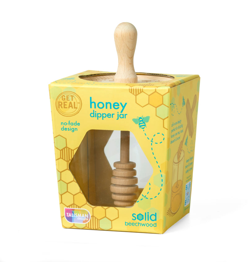 Glass Honey Dipper Jar - Honey Bee