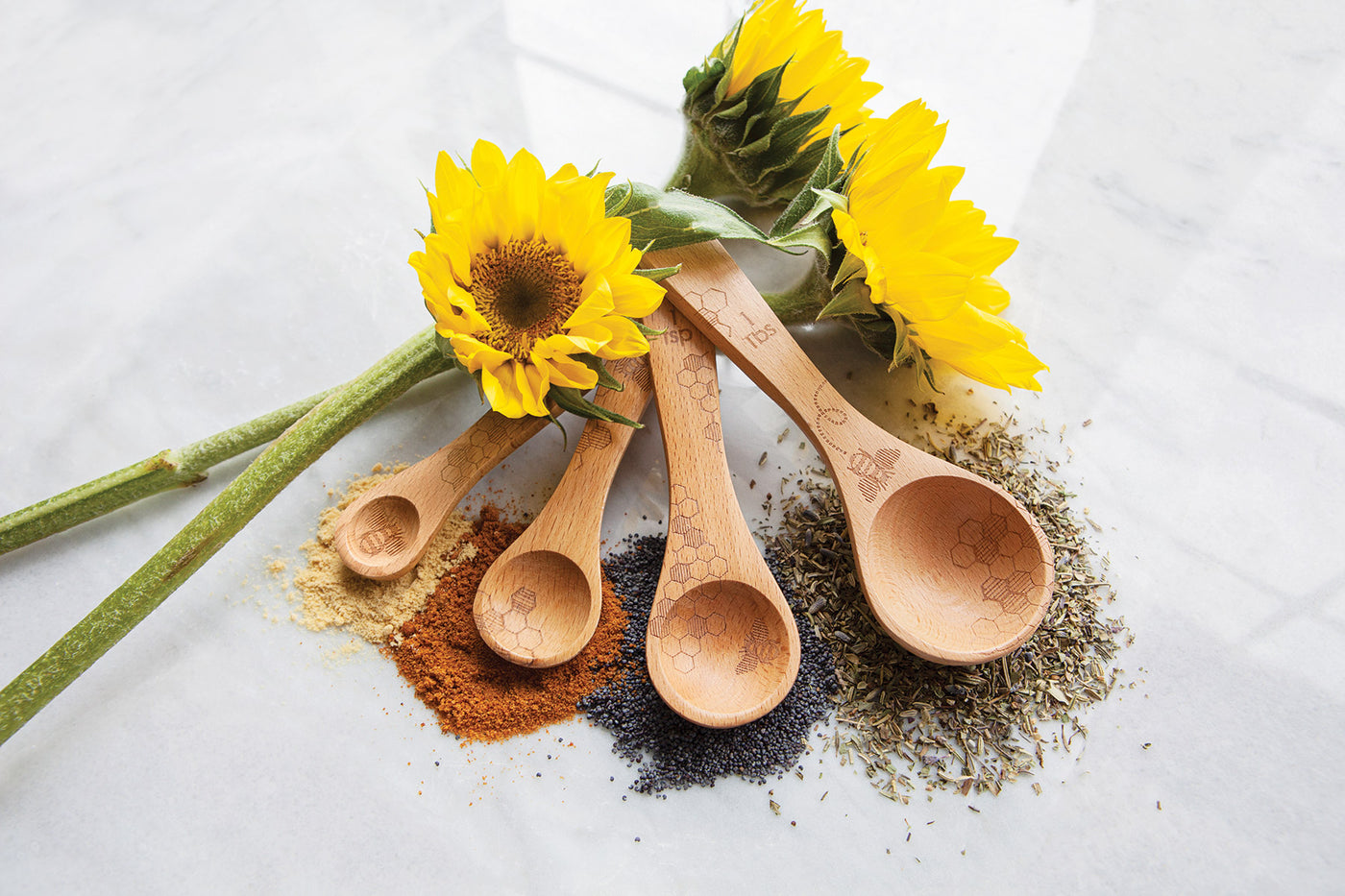 Sunflower Wooden Measuring Spoons