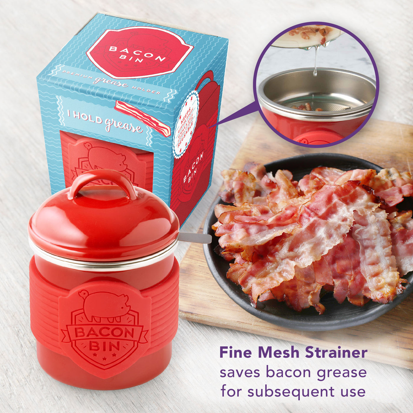 Talisman Designs Silicone Bacon Bin XL Grease Container, 2 cup