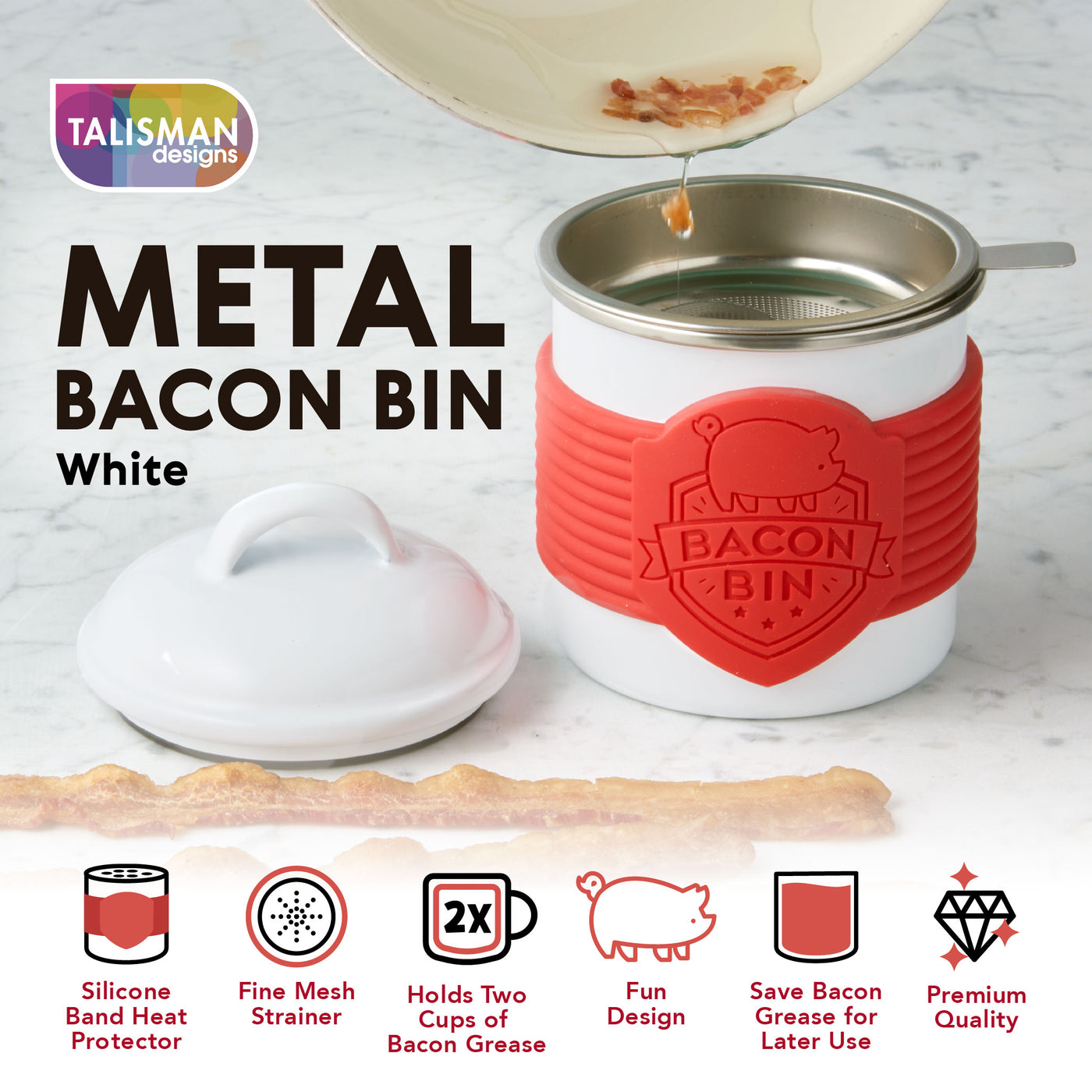 Talisman Designs  Bacon Bin Silicone Grease Container 