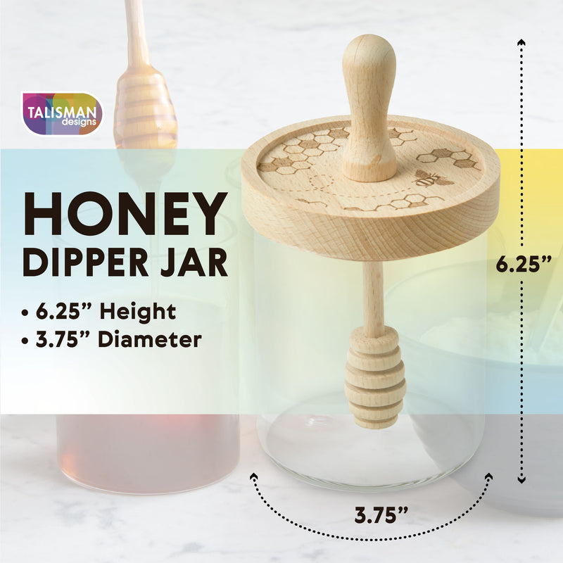 Glass Honey Dipper Jar - Honey Bee