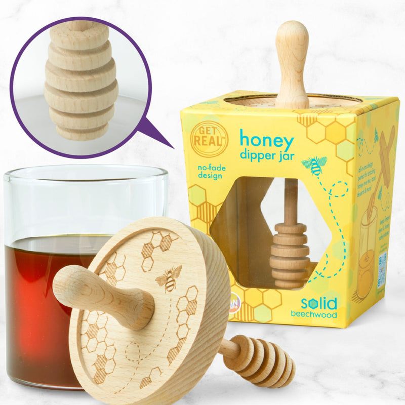 Glass Honey Dipper Jar - Honey Bee